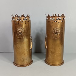 PAIRE DE DOUILLES ALLEMANDE SOUVENIR DE LA GRANDE GUERRE 1914 1918 ARTISANAT DE TRANCHEES BALLES DE MAUSER